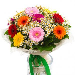 Bouquet of colorful gerberas and daisies